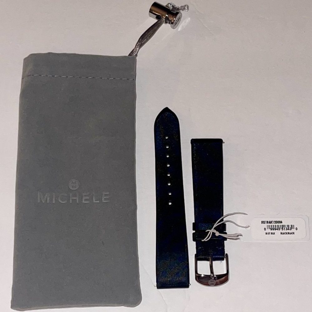 MICHELE 18MM Black Satin Tech Strap New NWT